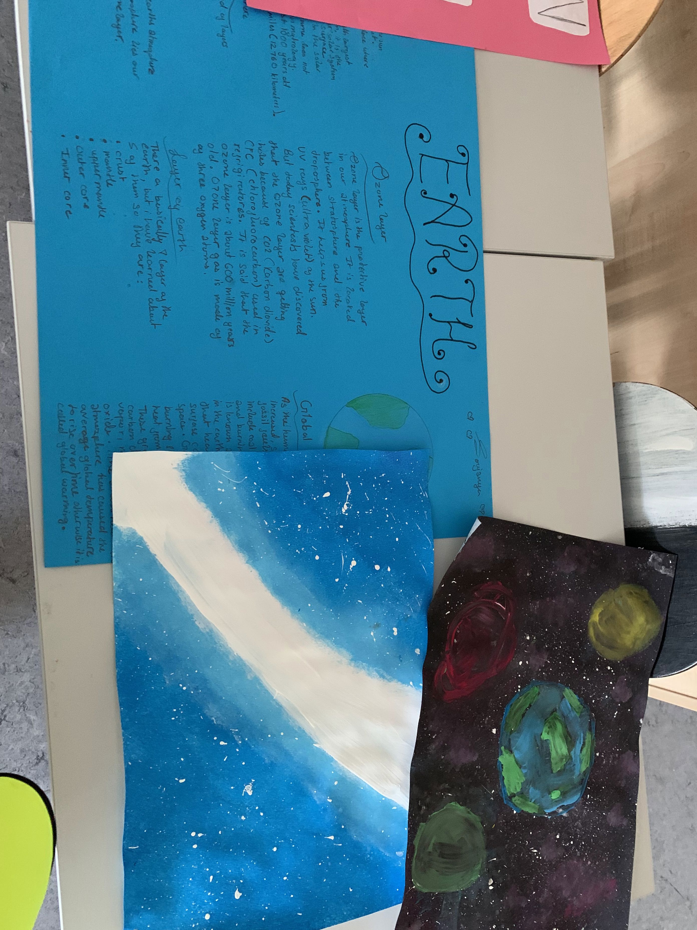 en blå tavle med skrift på