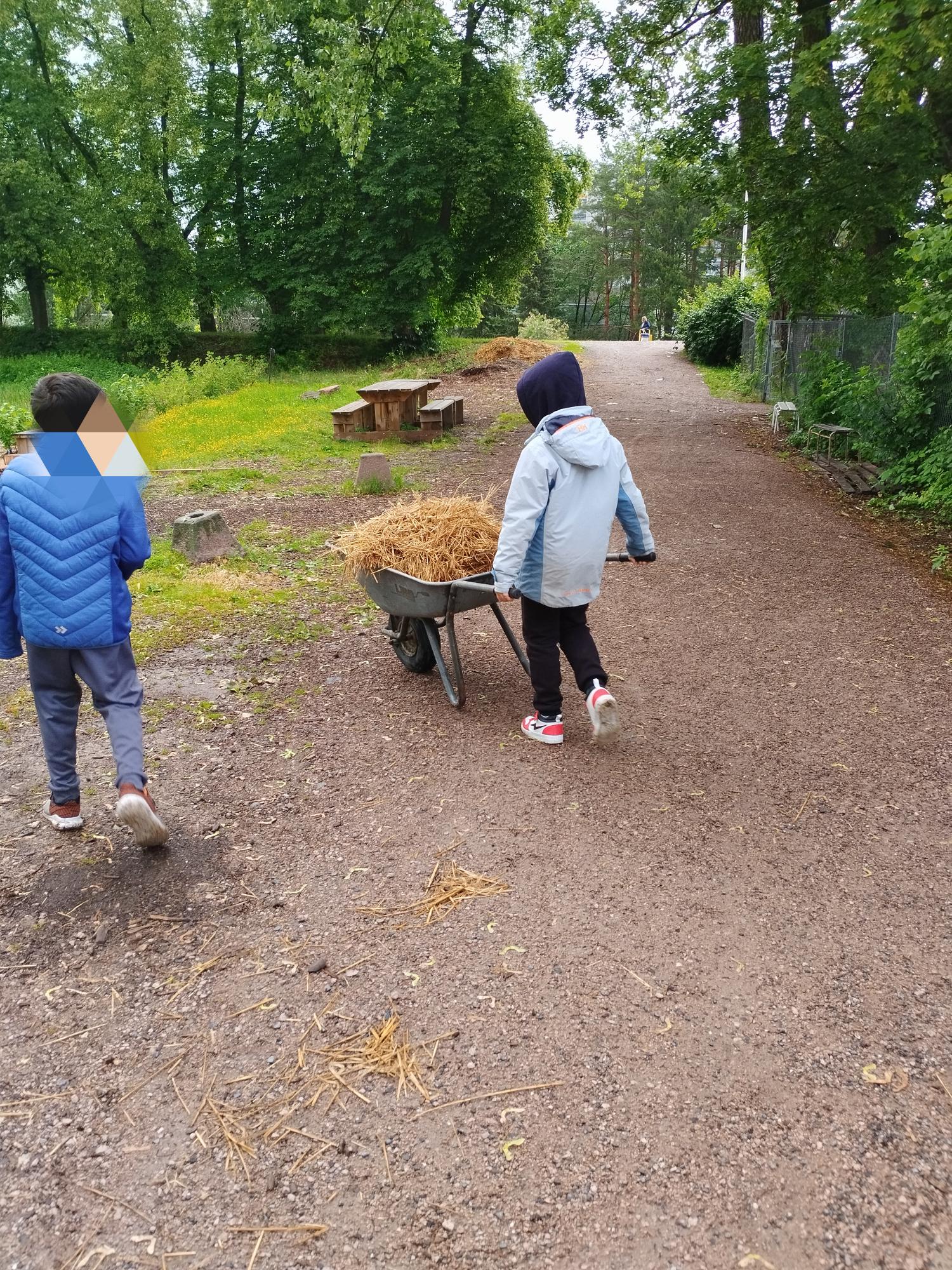 To barn som går på en sti